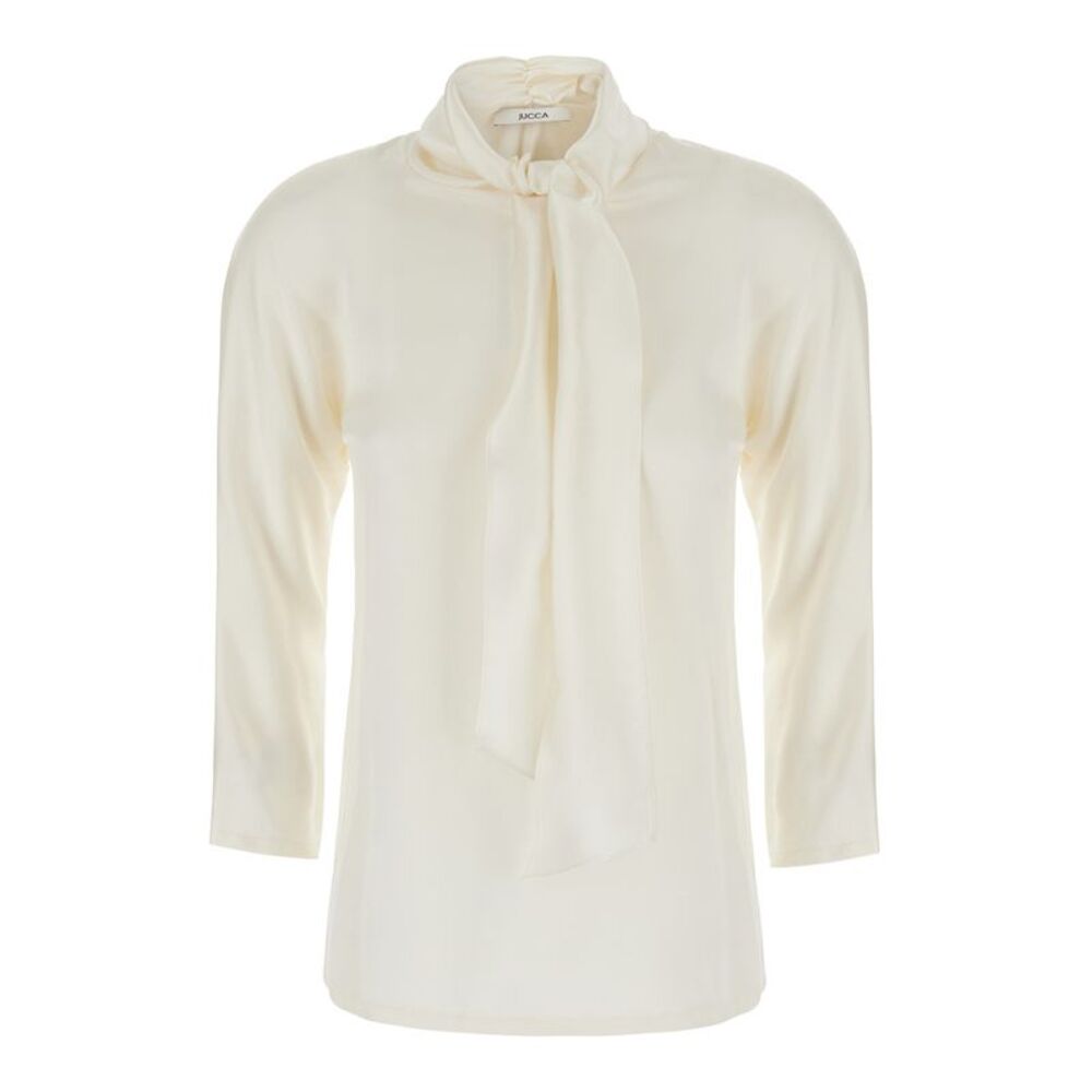 Jucca Women White Top With Bow Detail On The Neck In Silk For Women